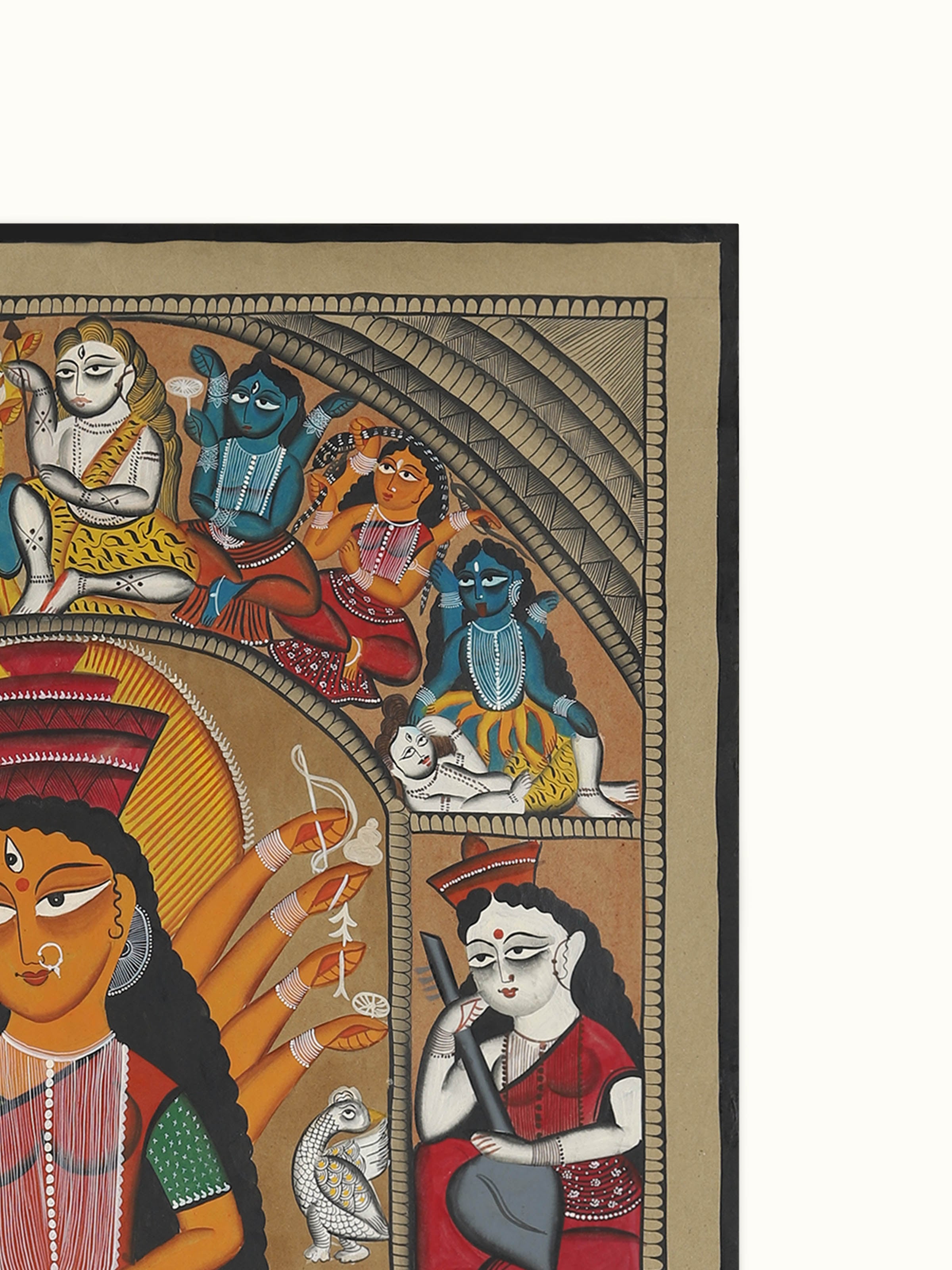 Woman Bird Kalighat Painting