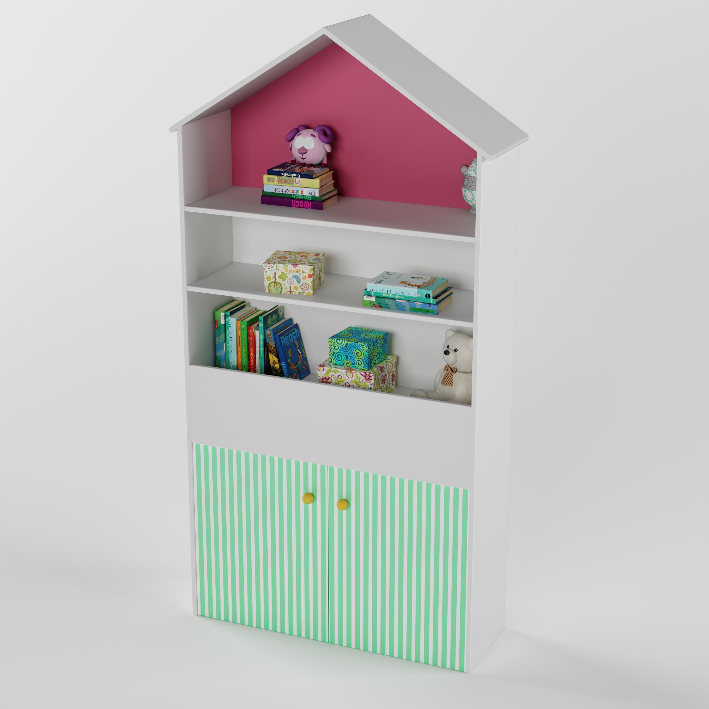 Craft Villa Toddlers Table With Display Cabinet In White & Pink Colour