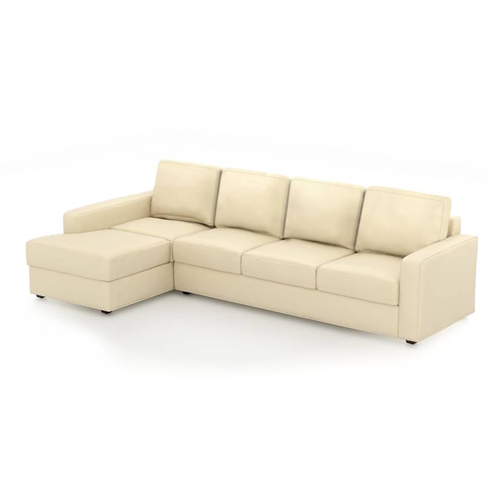 Apollo Sofa (Colour : Cream, Cushion : Soft, Seating Capacity : Left Aligned 3 Seater + Left Aligned Chaise + Ottoman)