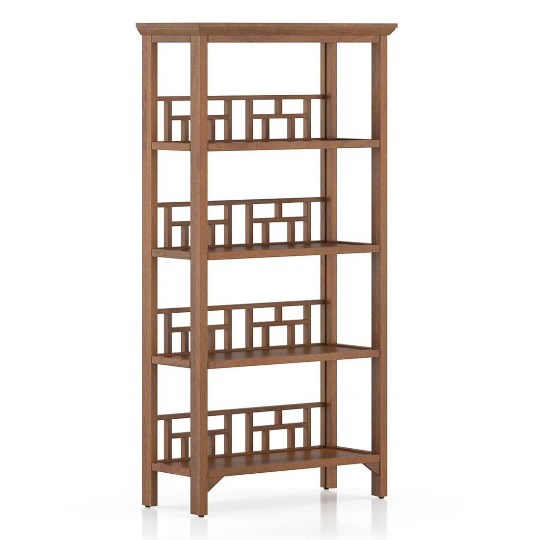 Enid Solid Wood Bookshelf in Amber Walnut Finish