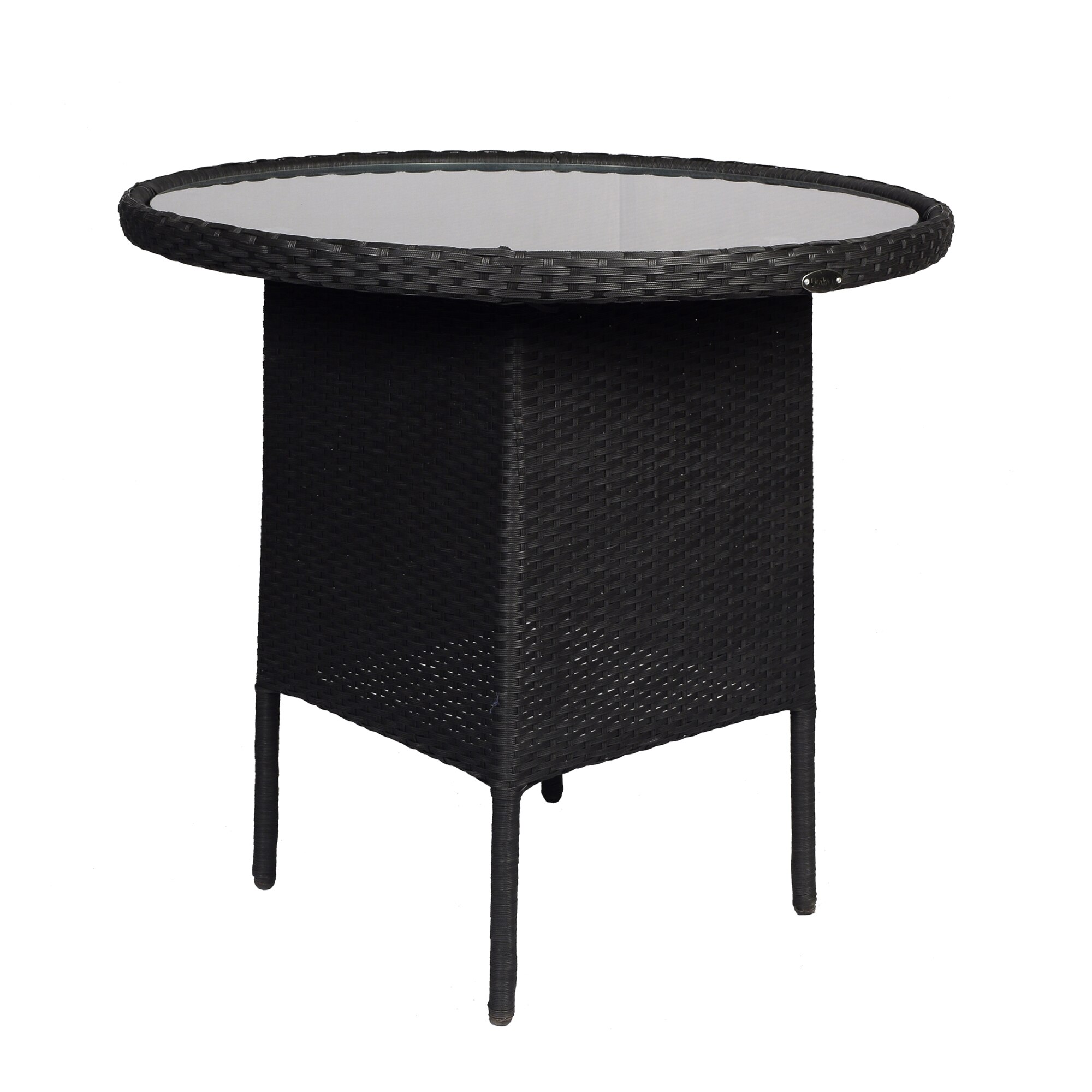 Launceston Wicker Table And Chair Set In Black Finish
