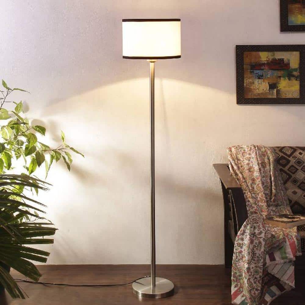 Jewel Multicolour Fabric Floor Lamp with Steel Steel Base