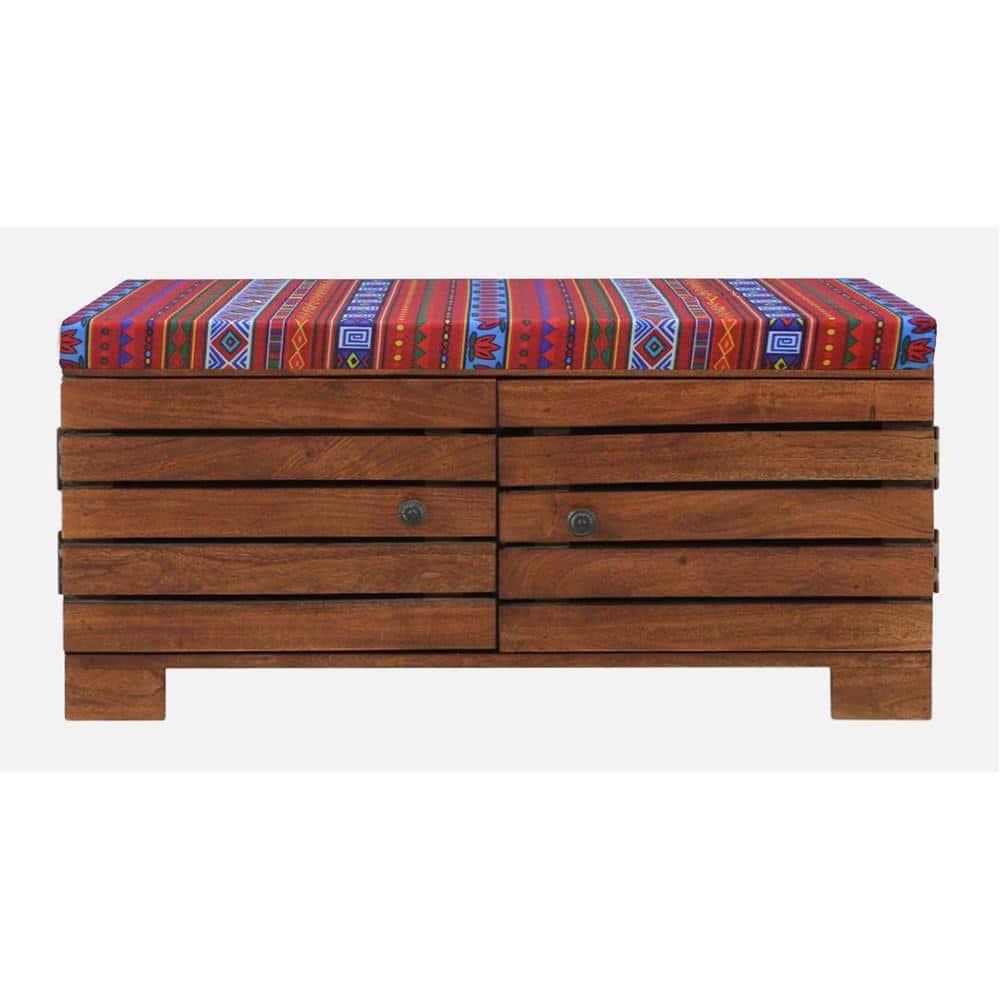 Liliana Shoe Rack With Seating In Honey Oak Finish