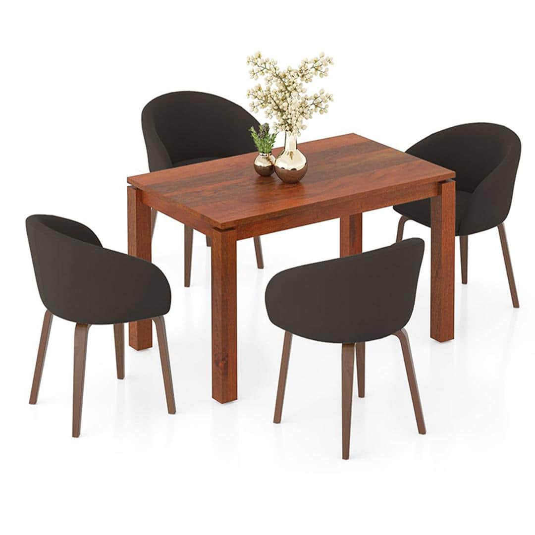 Atlas Solid Wood 4 Seater Dining Table With Meryl Lounge Chairs