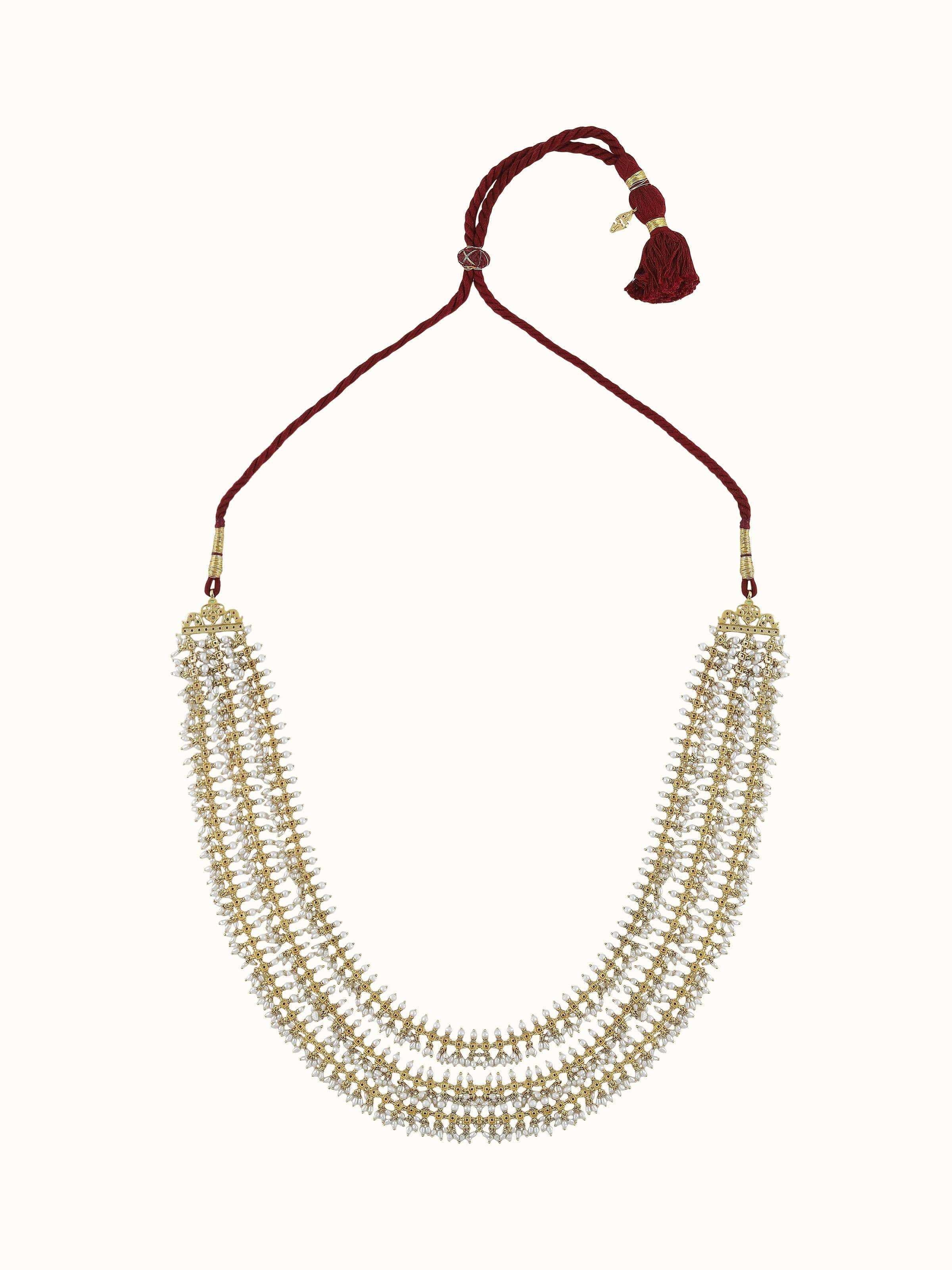 Back view of silver collar necklace showing linked chain and structured finish