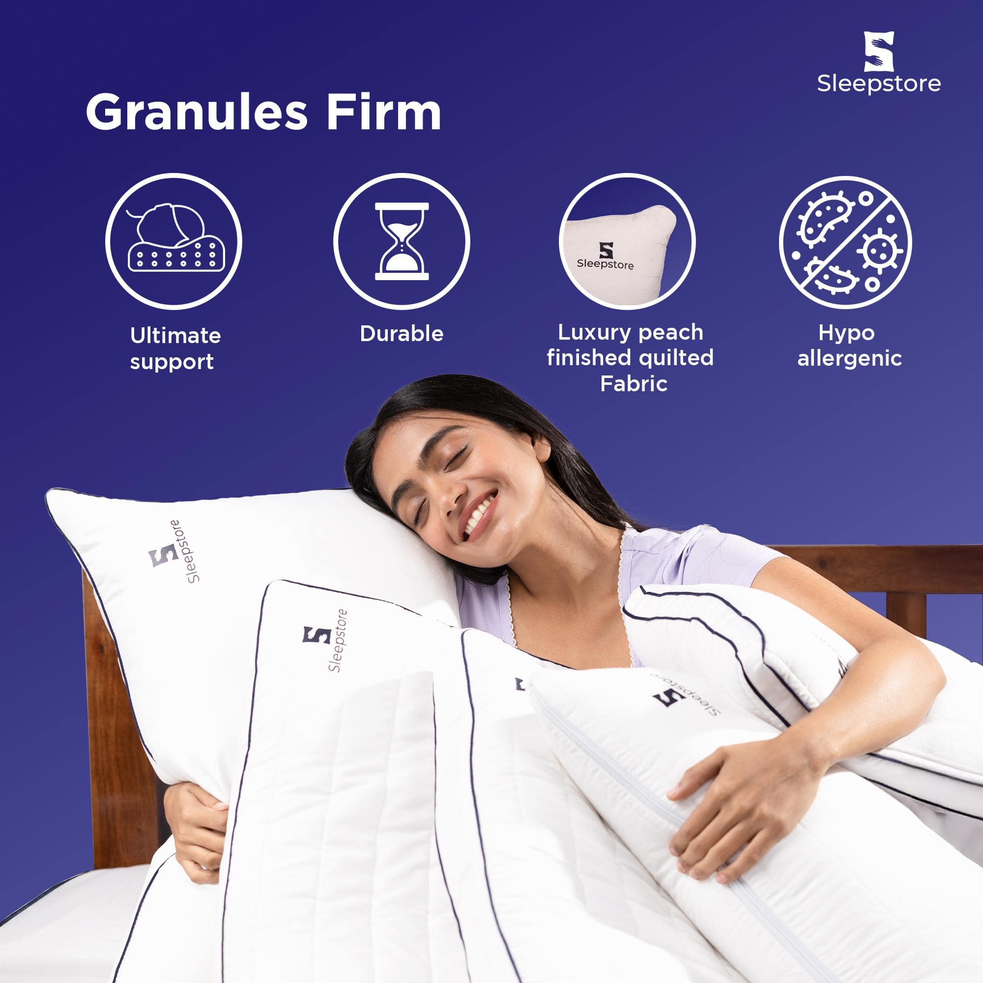 Granules Solid Quilted Firm Pillow 27 X 18 Inches