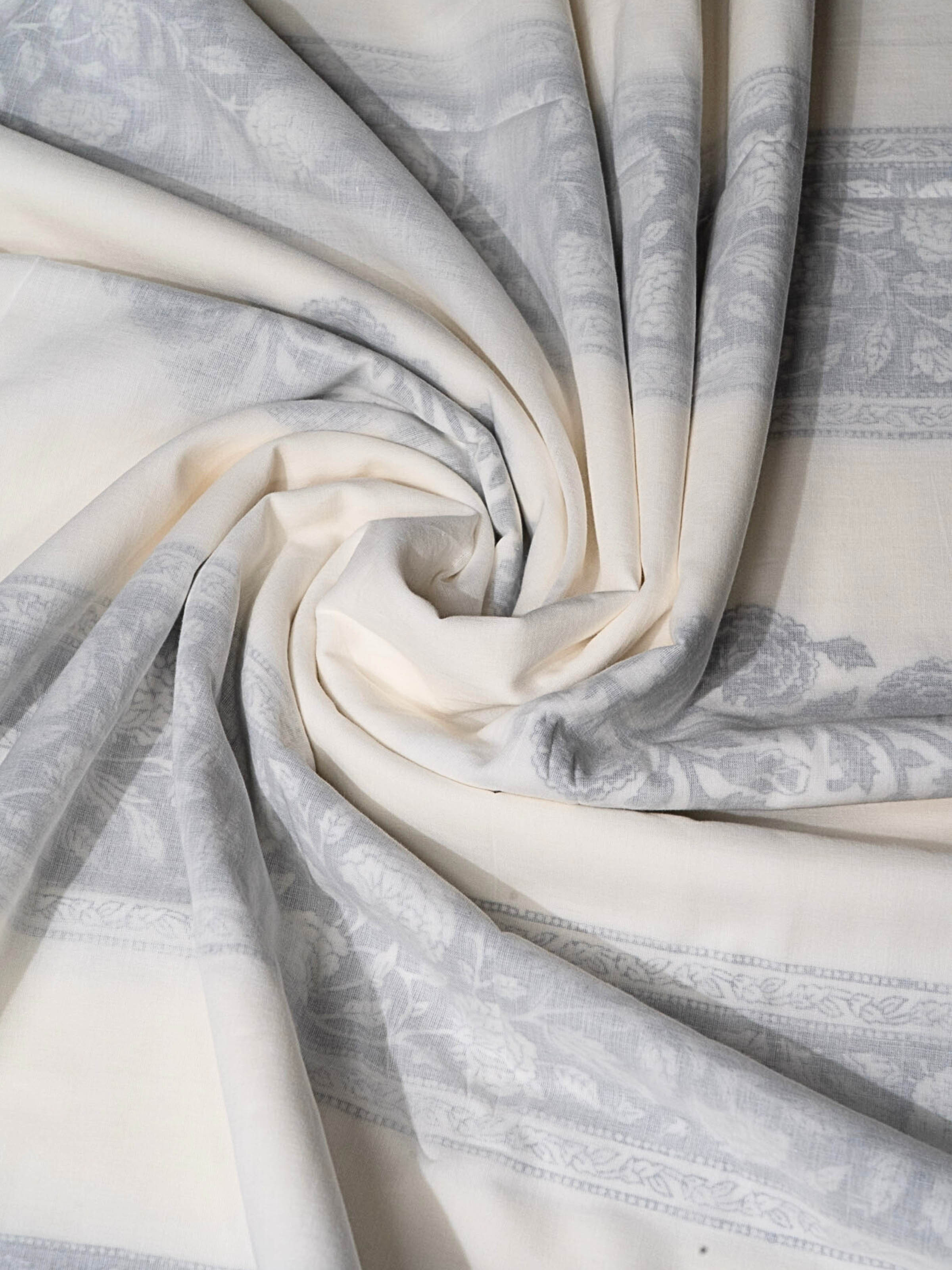 Sanjhi Grey Jaal Cotton Sanganeri Hand Block Print Single-size Dohar