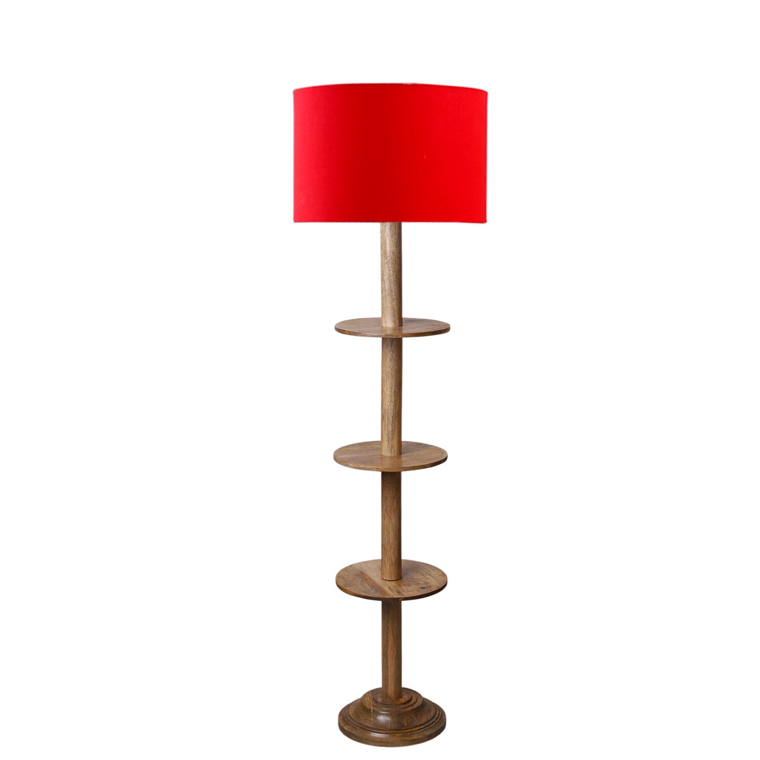 Devansh Shelf Wooden Floor Lamp