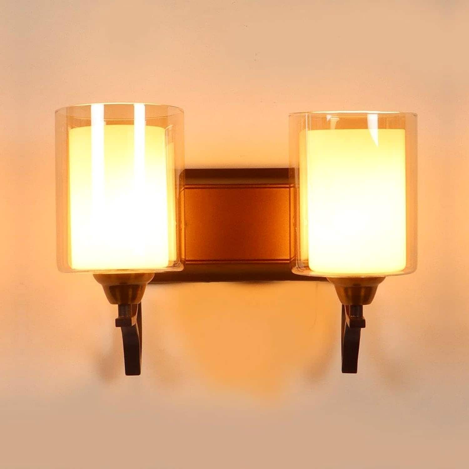 Eliante Haye Iron Wall Light With Glass In Gold And Brown Colour - Eliante
