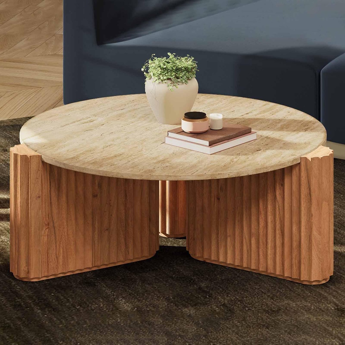 Kotaro Travertine Coffee Table