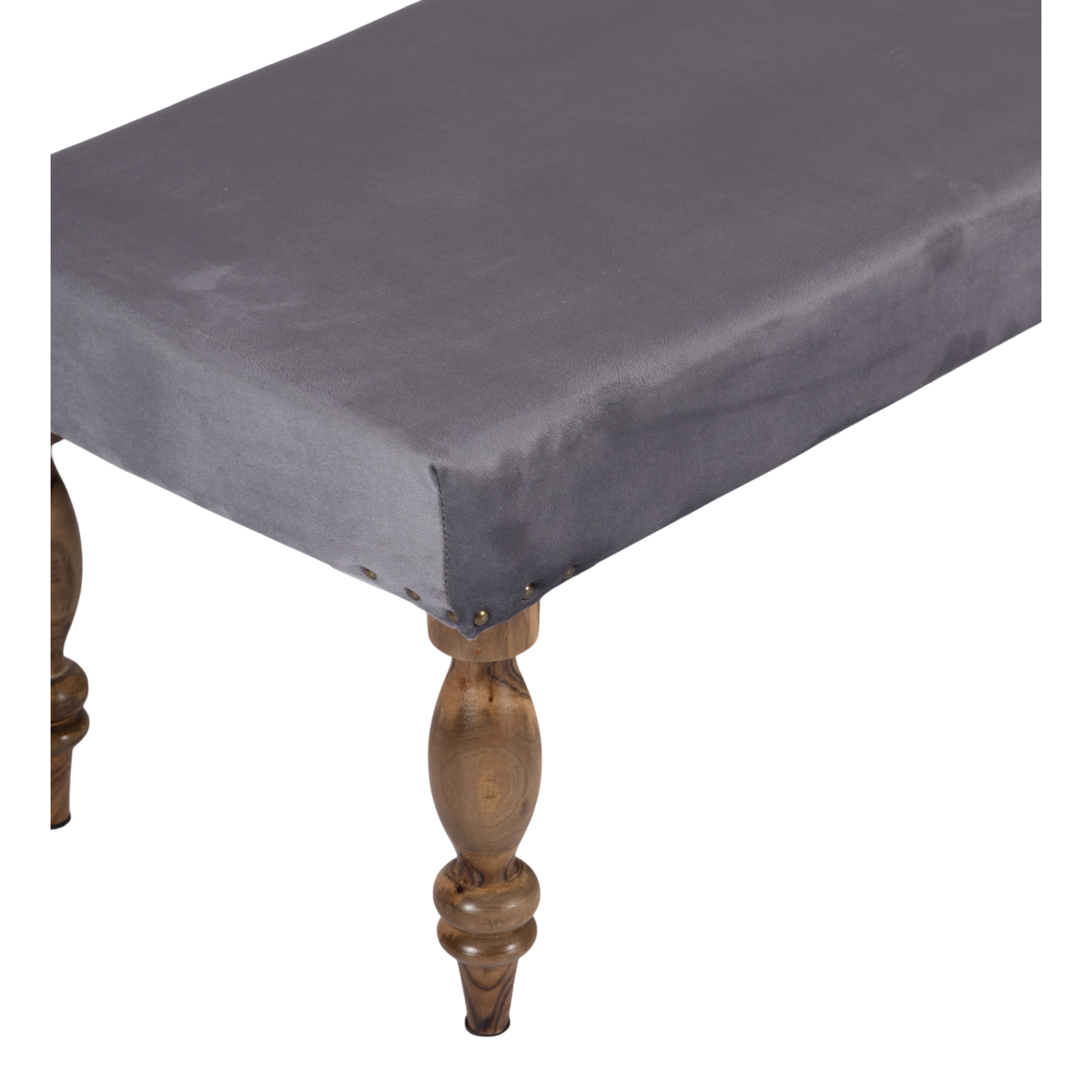 Bestone Sheesham Wood Accent 2 Seater Bench In Iron Grey Velvet