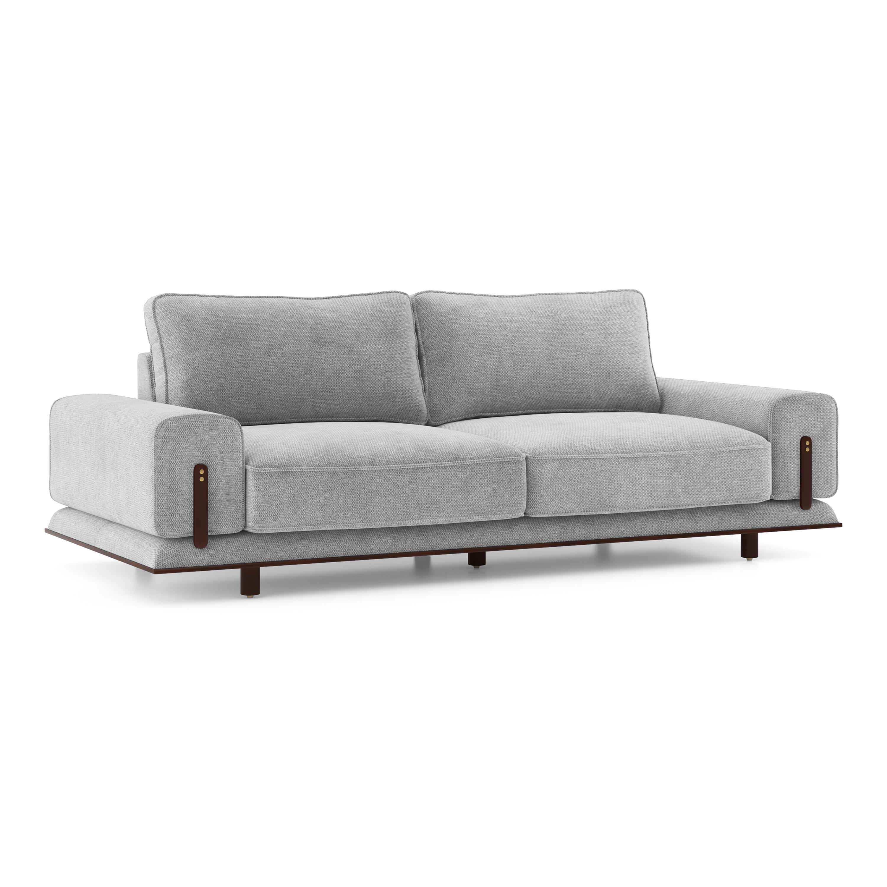 Barcelona Essential 3 Seater Fabric Sofa In Granite Weave