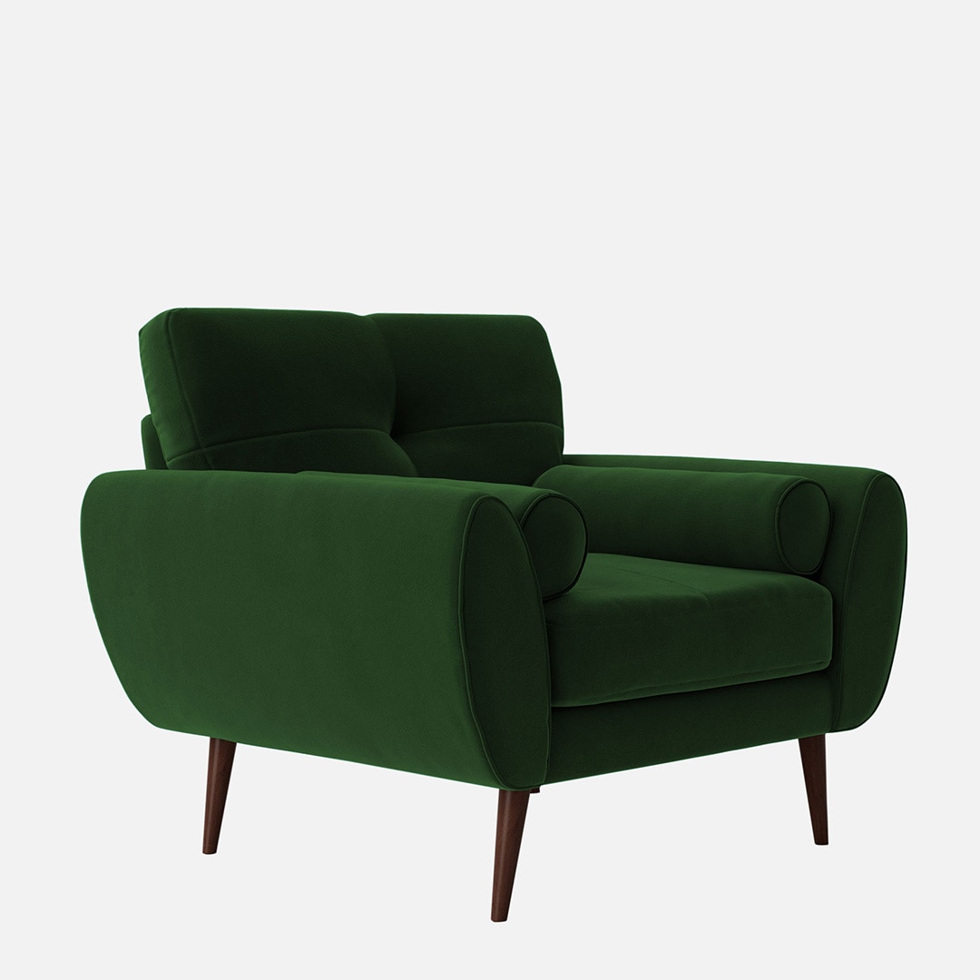 Faro Velvet 1 Seater Sofa in Green Colour