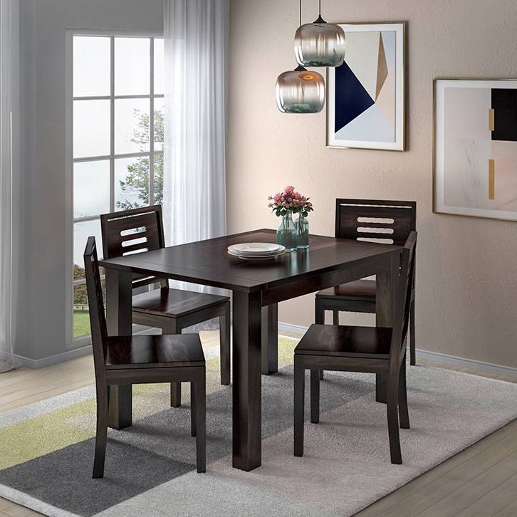 Capra Solid Wood Dining Chair Set Of 2 In Mahogany Finish