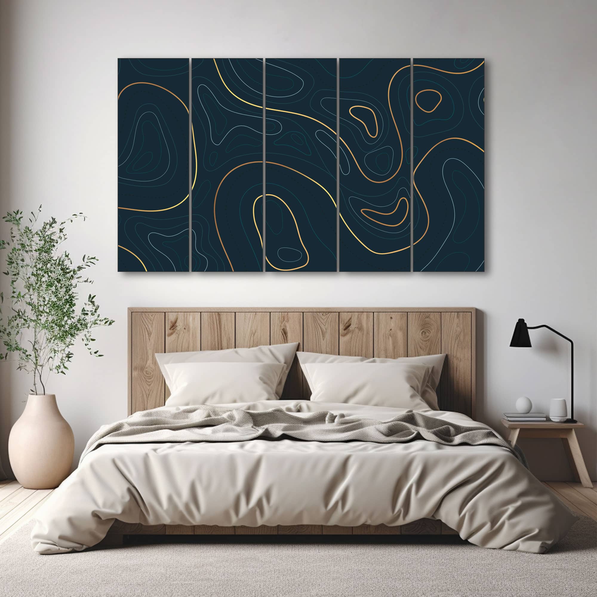 The Castle Decor Abstract Art Wall Painting Wooden Framed Digital Painting 27x48 Inch (Style 7) - The Castle Decor