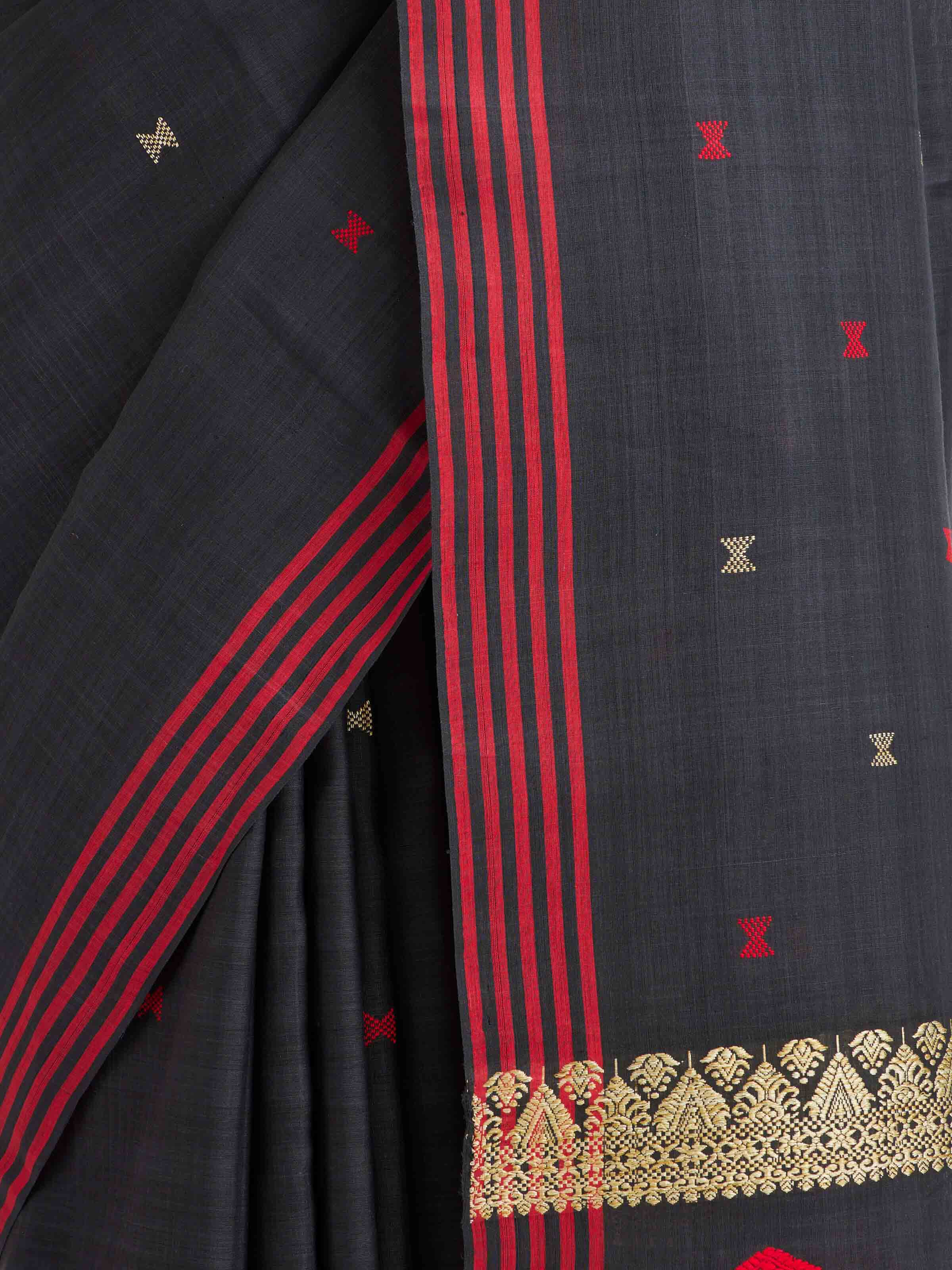 Black Cotton Silk Saree