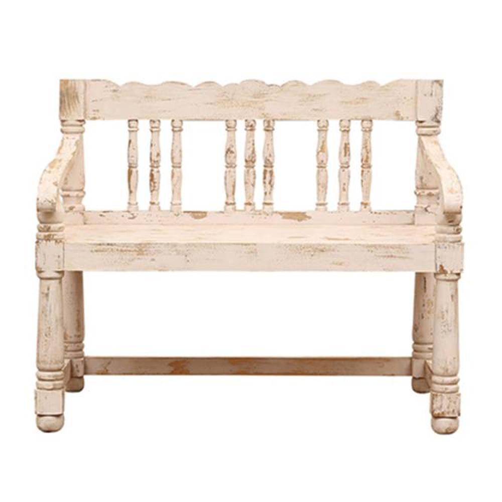 Avika Solid Wood Bench White Finish