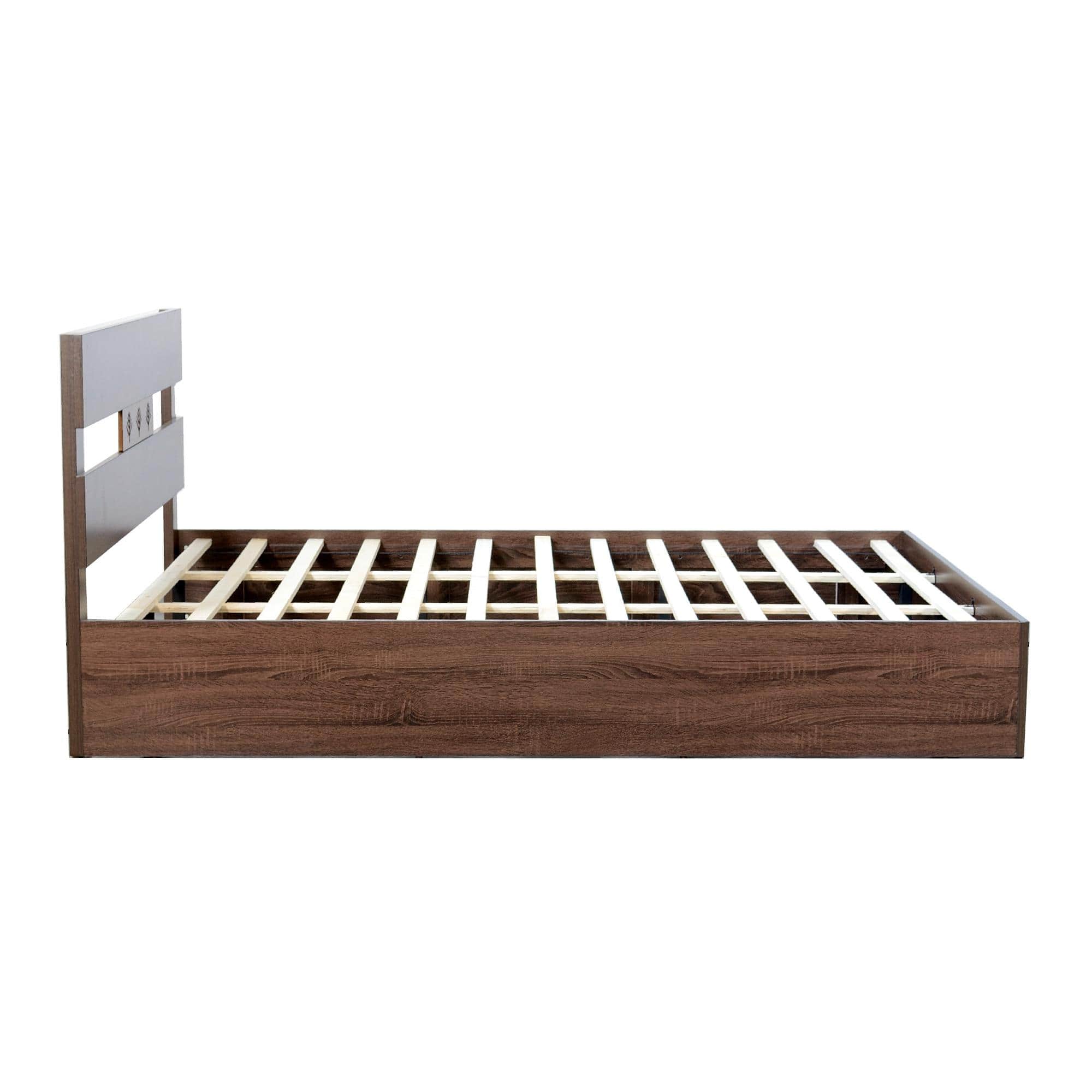 Yumako Queen Size Bed In Walnut Finish