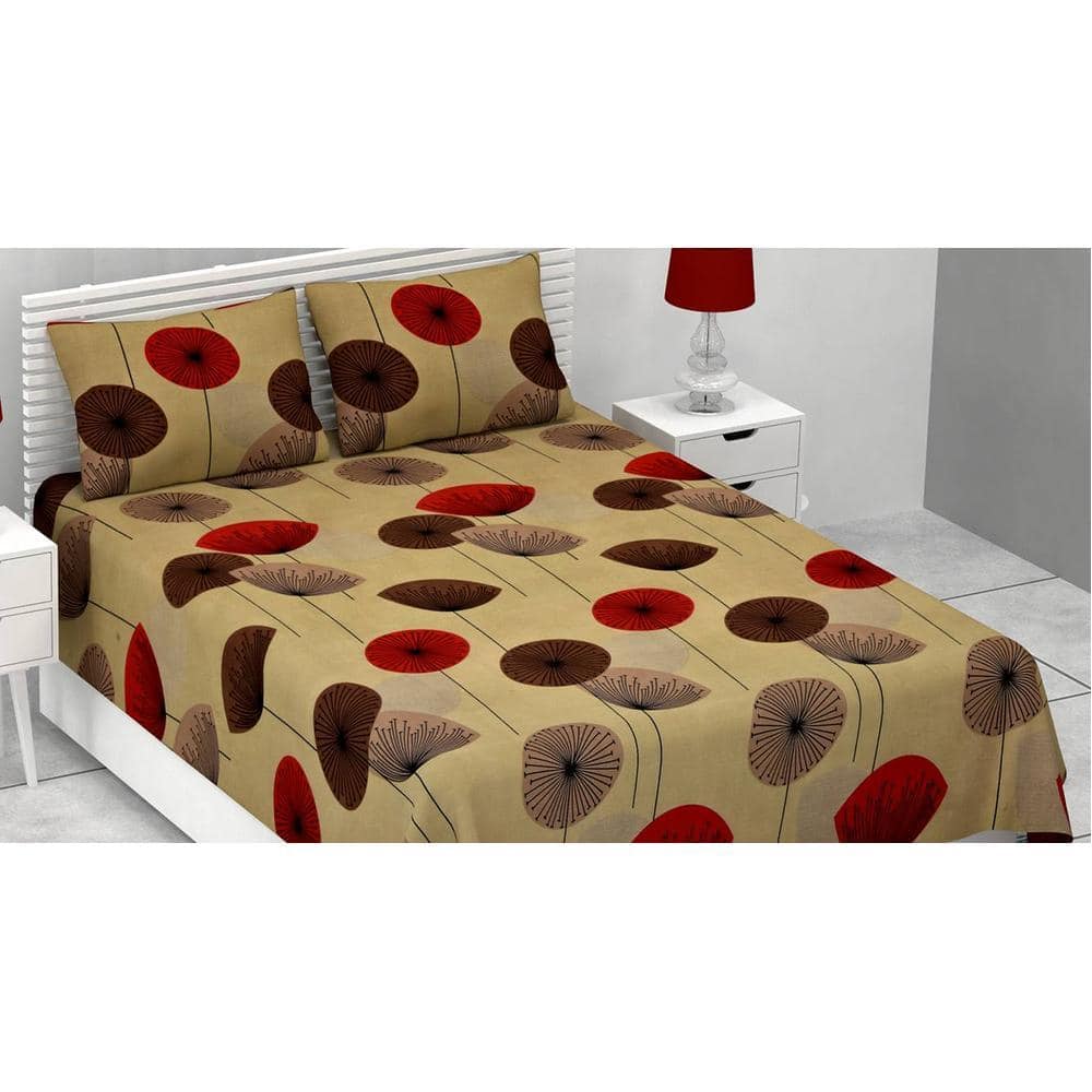 Idriss Multicolor Abstract 180 TC Cotton Double Size Bedsheet with 2 Pillow Covers