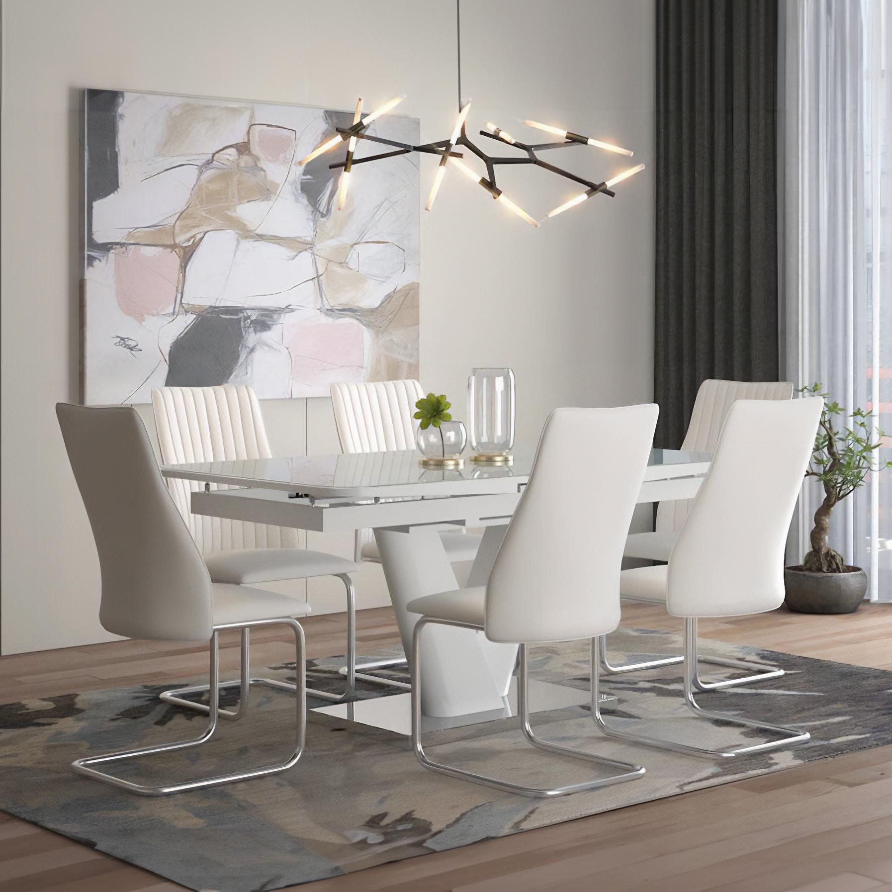 Nova Faux Marble 6 Seater Dining Table With Set Of 6 Ingrid Leatherette Dining Chairs