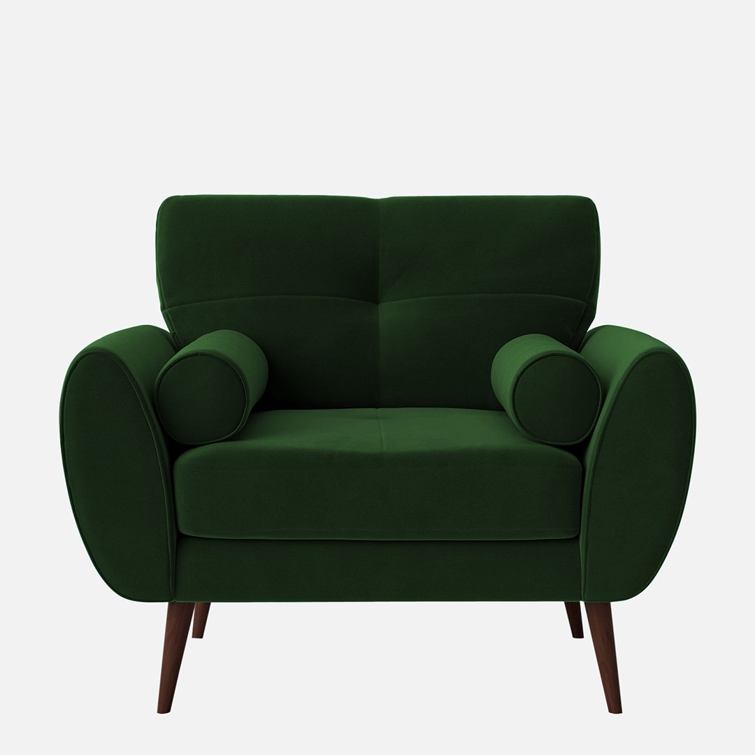 Faro Velvet 1 Seater Sofa in Green Colour
