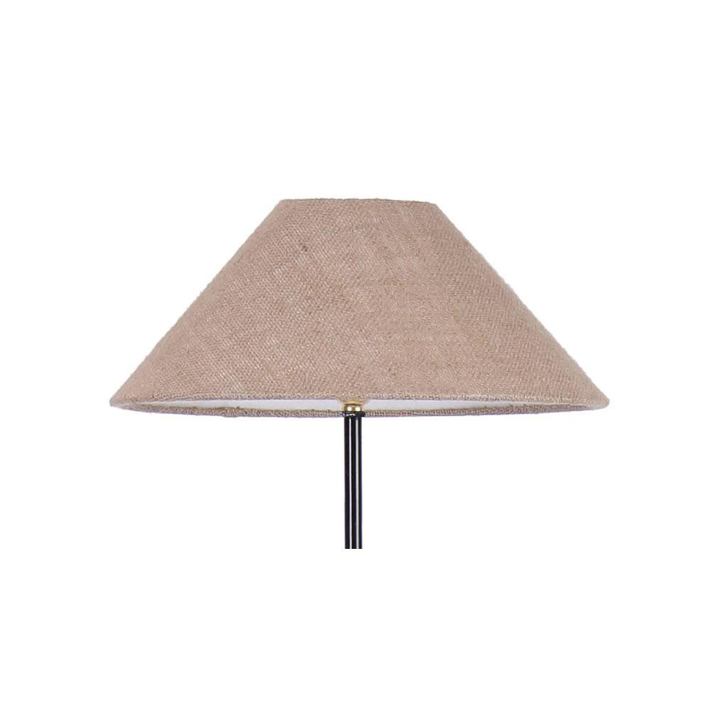 Sven Beige Natural Fiber Floor Lamp with Black Iron Base