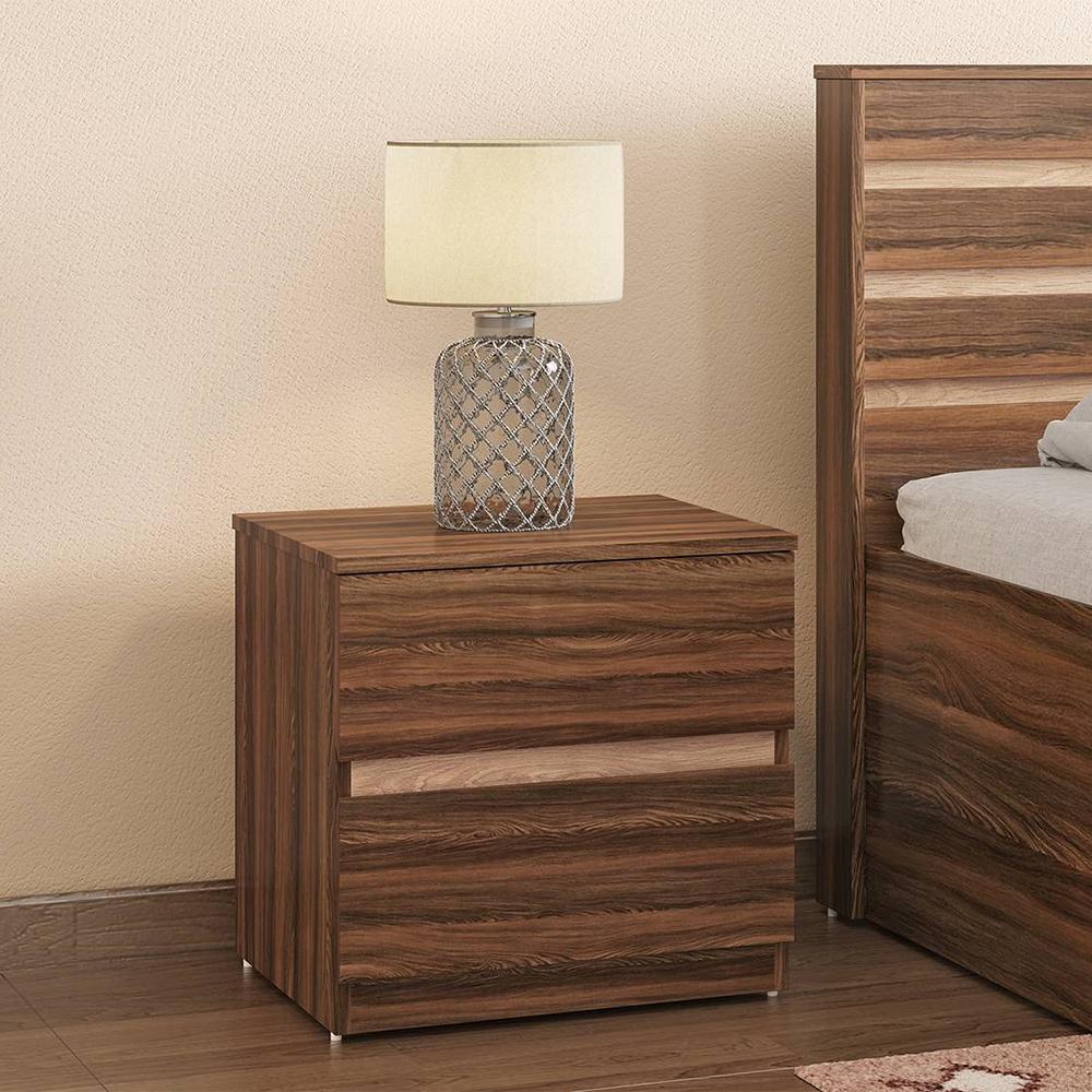 Rodrigues Bedside Table 2 Drawer Rolex Brown Colour