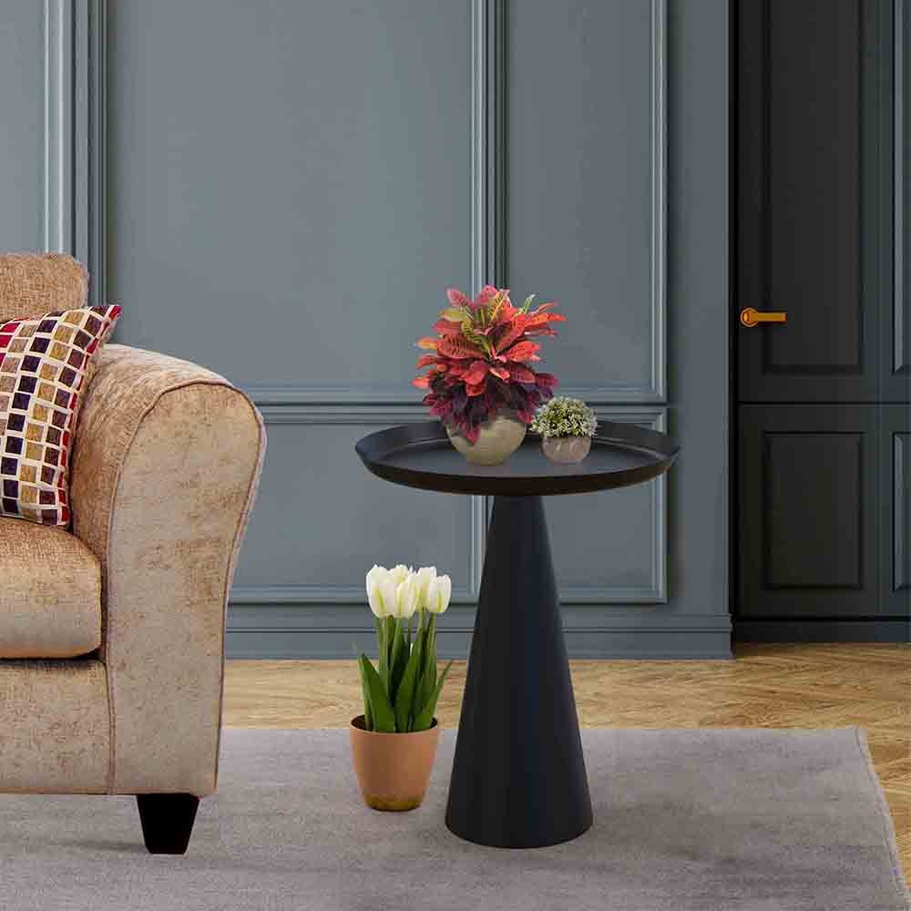 Metalsmith Designer Cone Side Table – Metal, Black Finish - Metalsmith