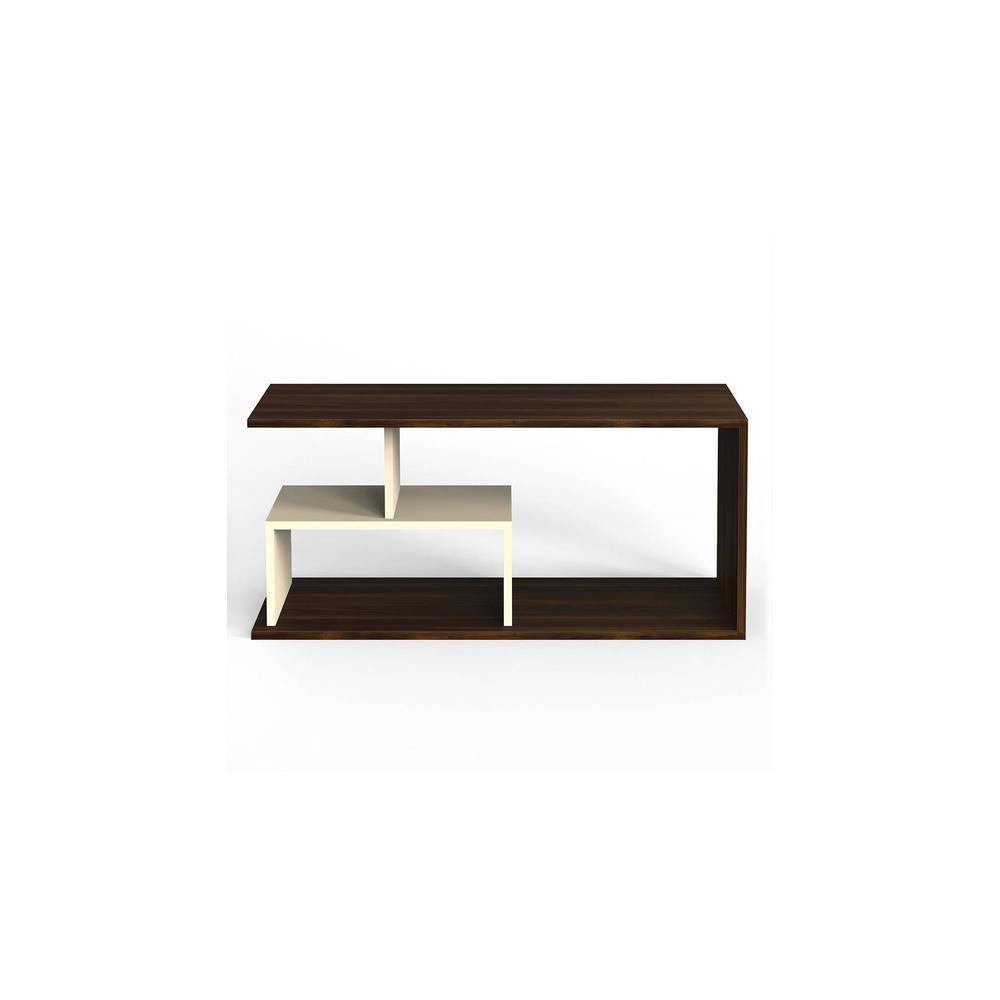 Smohn Engineered Wood Coffee Center Sofa Tea/Teapoy Console Table (Brown Maple & Beige)