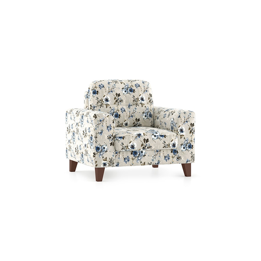 Verona Luxe 1 Seater Fabric Sofa in Adrian Velvet Colour - Urban Ladder