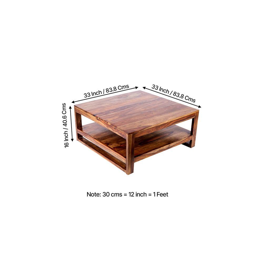 Turin Sheesham Wood Coffee Table In Teak Finish