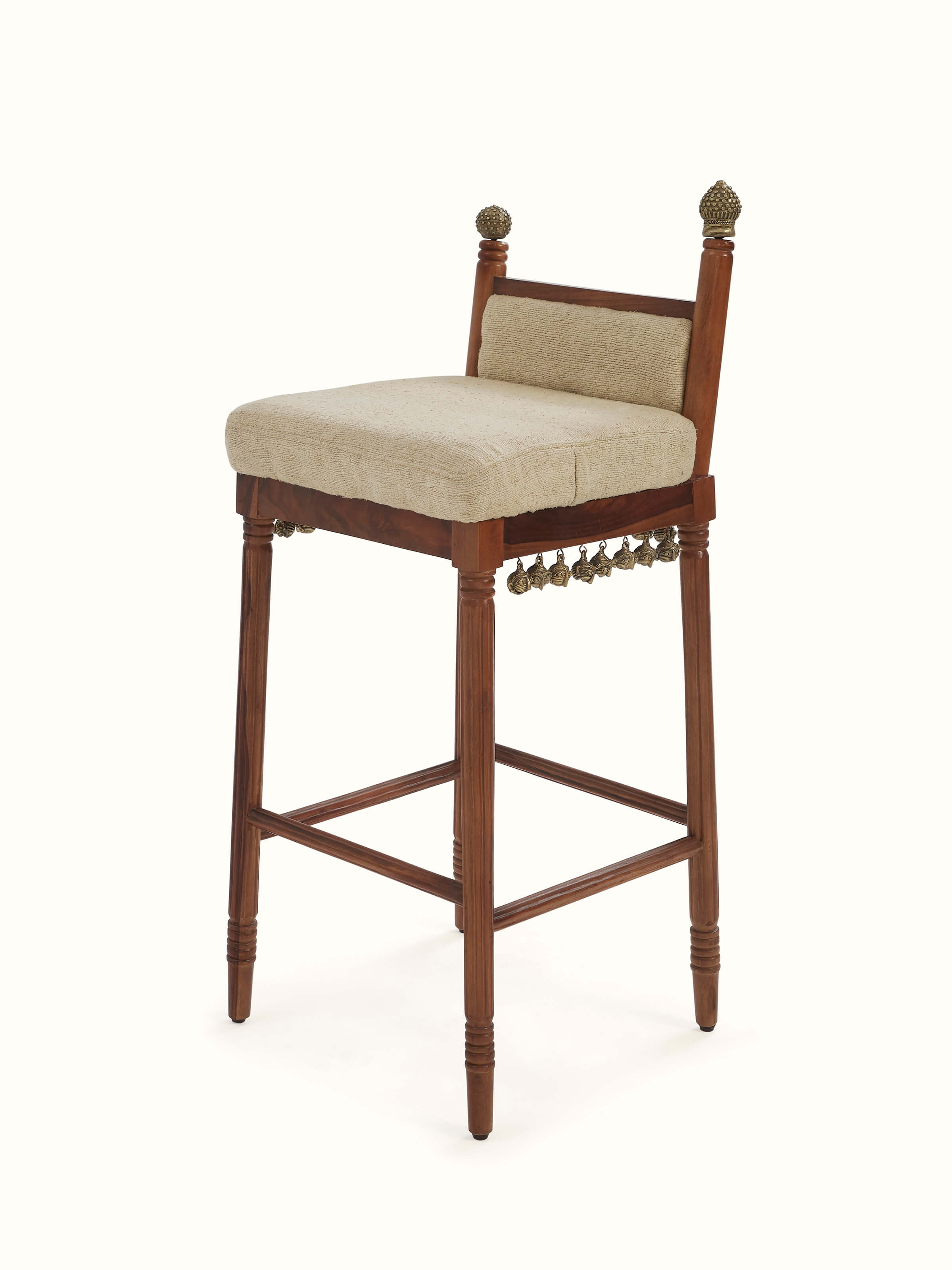Silk Upholstered Sheesham Wood Bar Chair