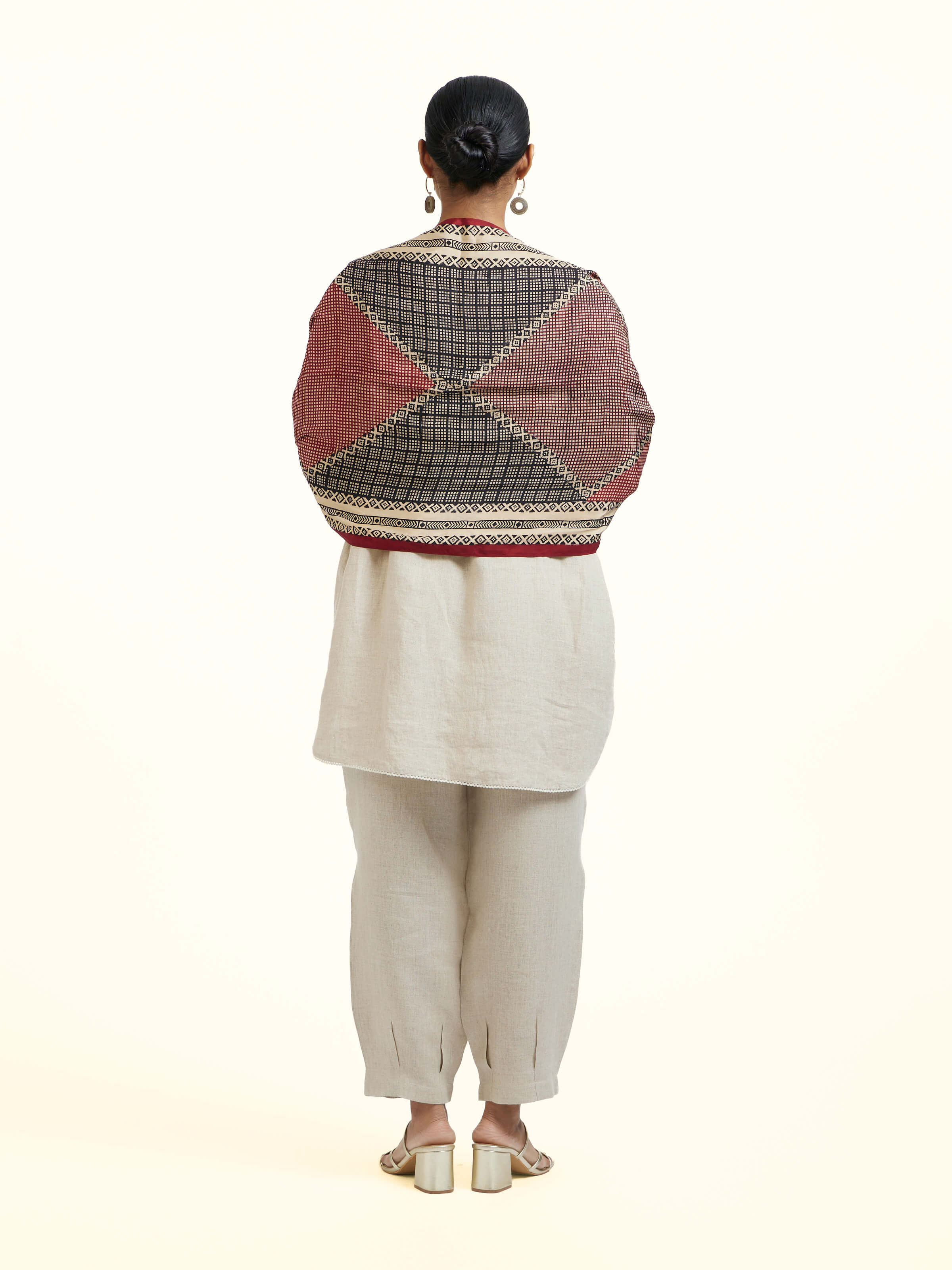 Rust Silk Bagh Hand Block Printed Stole
