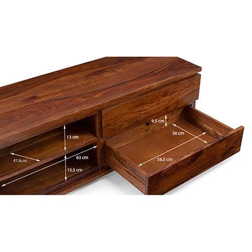 Vector Solid Wood TV Unit in Teak Finish