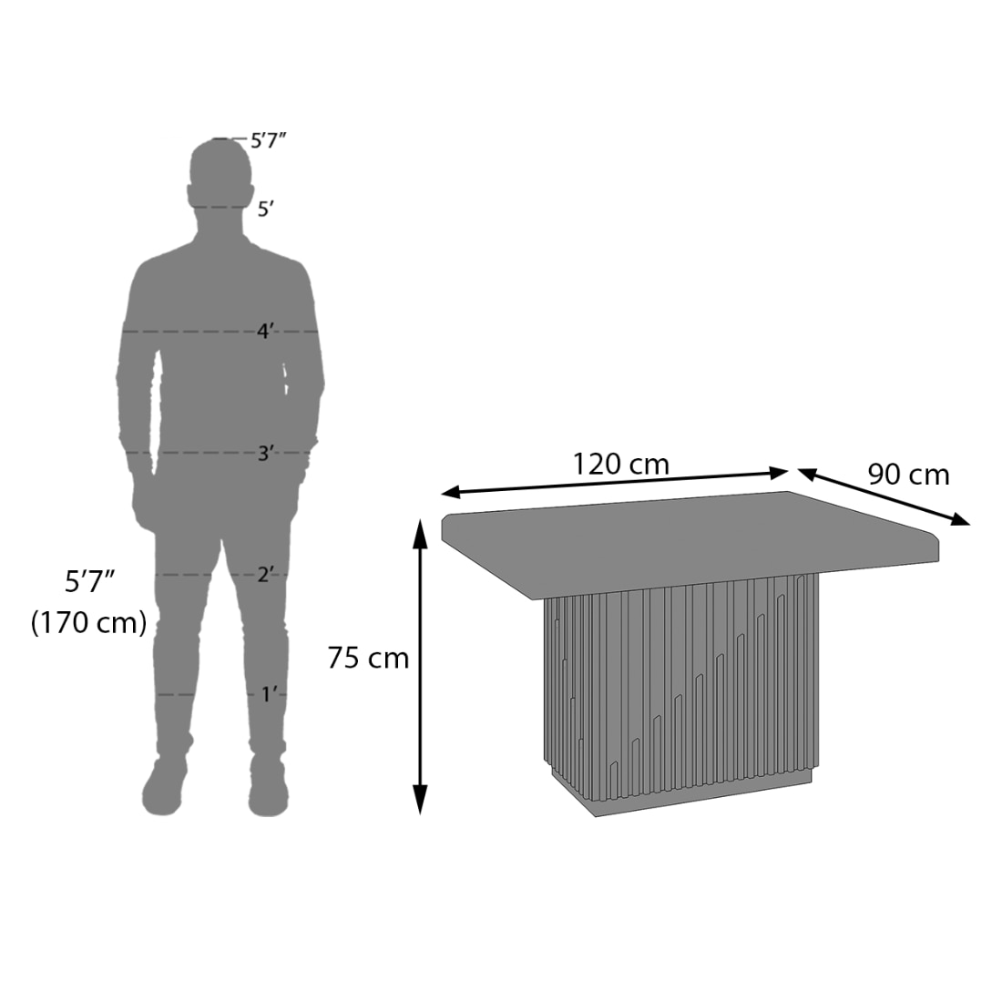 Gabriele Onyx Composite Solid Wood 4 Seater Pedestal Dining Table In Clear Teak Finish