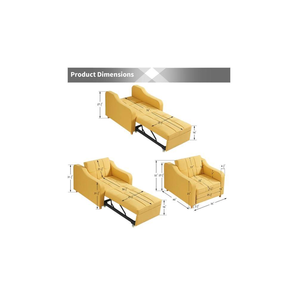 Alysha 1 Seater Sofa Cum Bed In Yellow Color