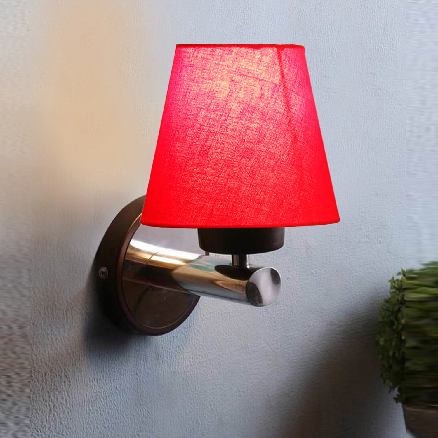 Devansh Metal Electric Wall Light in Red Colour with Red Shade Count of 1 Light - Devansh