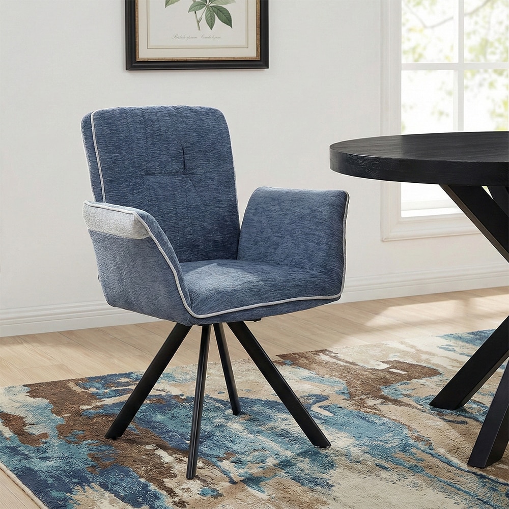 Cotton Fabric Dining Chair in Blue Colour - Living Shape