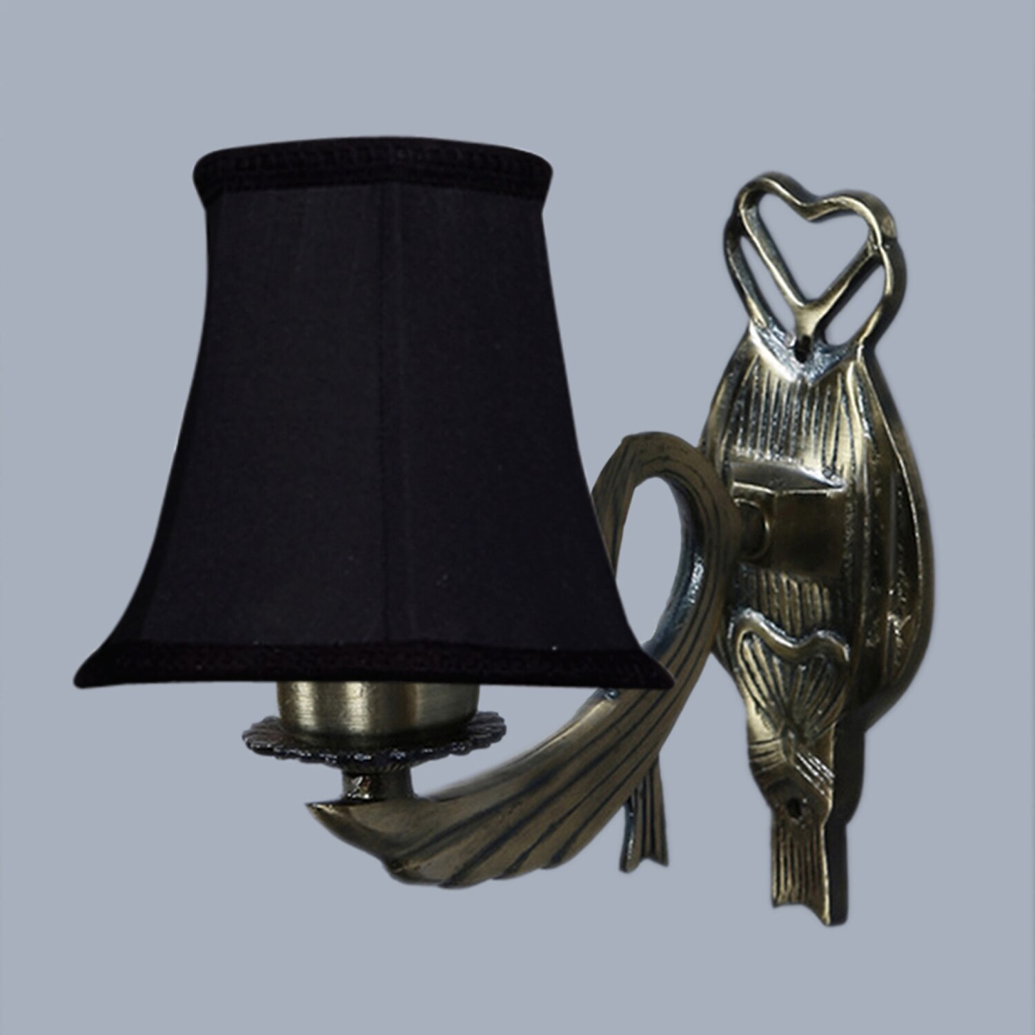 Devansh Gold Antique Wall Mounted Lamp With Black  Cotton Shade