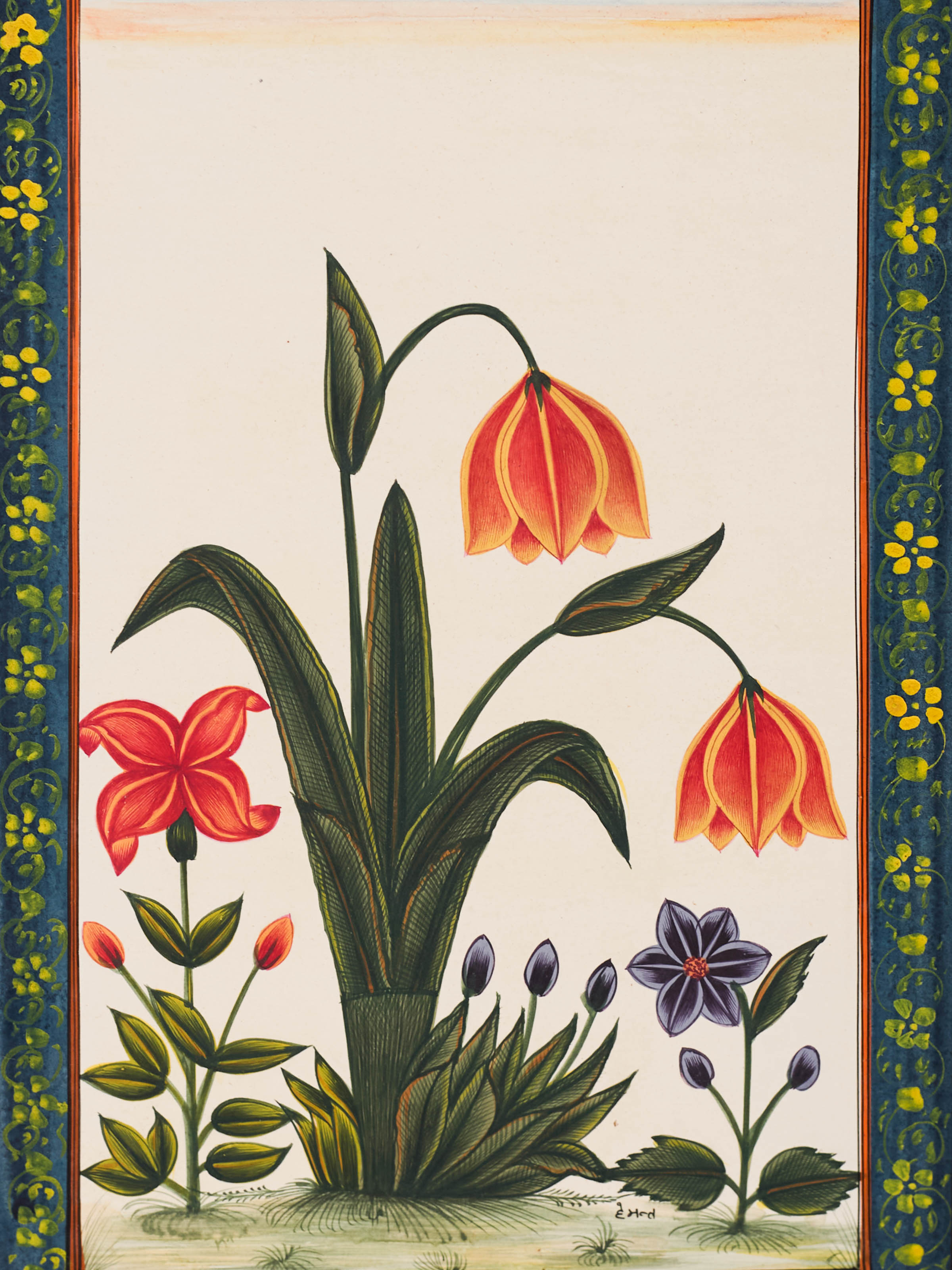 Tulip Floral Boarder Miniature Painting