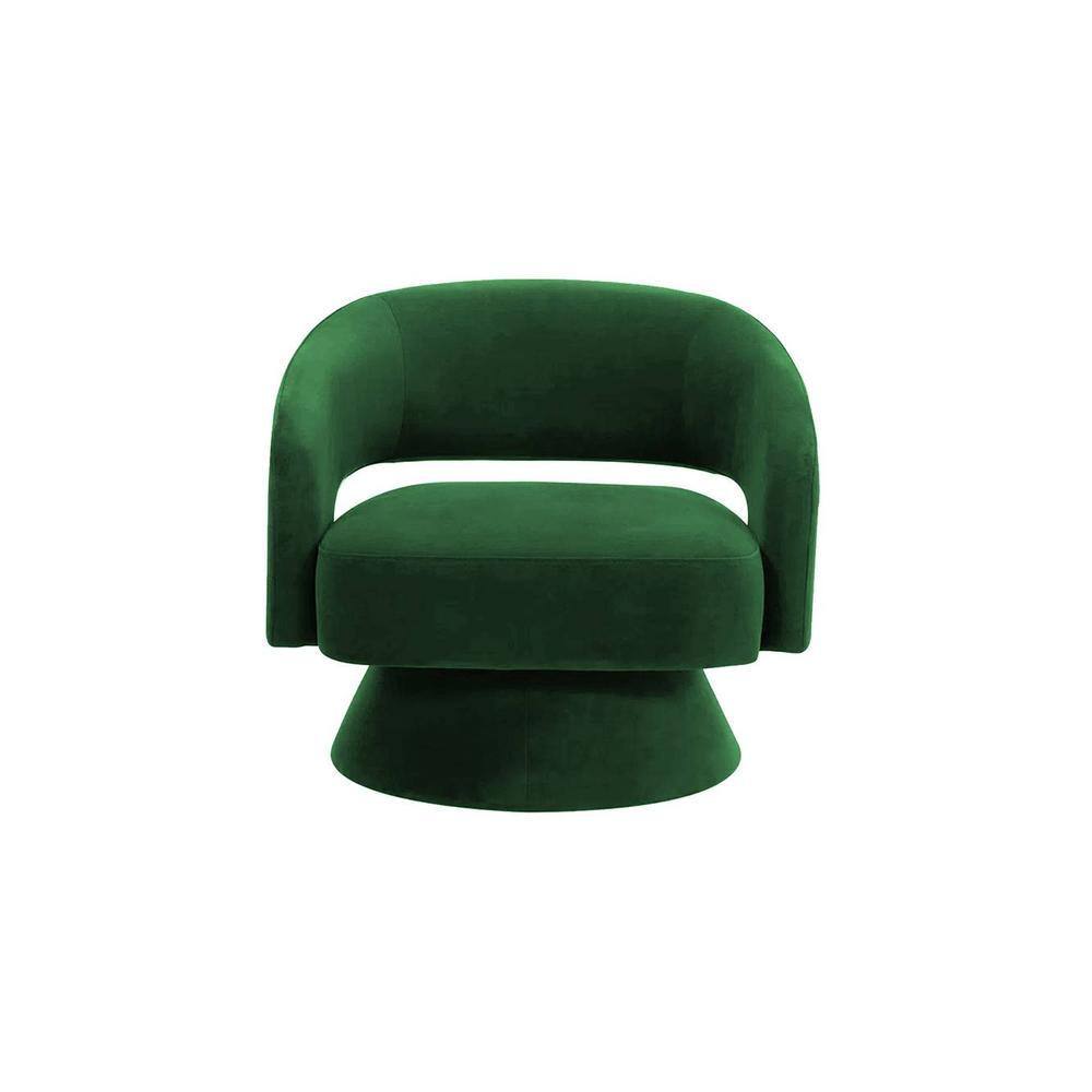 Aracell Swivel Solid Wood Round Chair in Green Colour