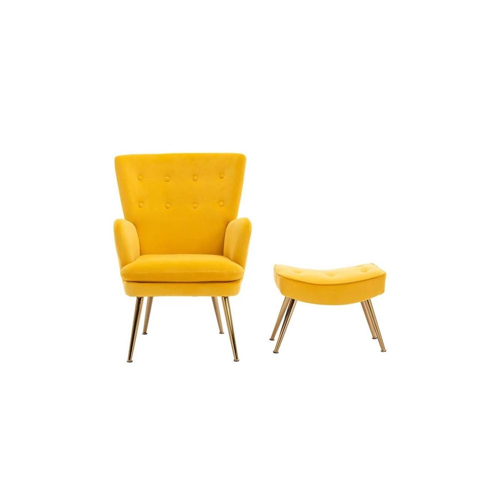 WilAccent Accent Chair With Ottoman Yellow