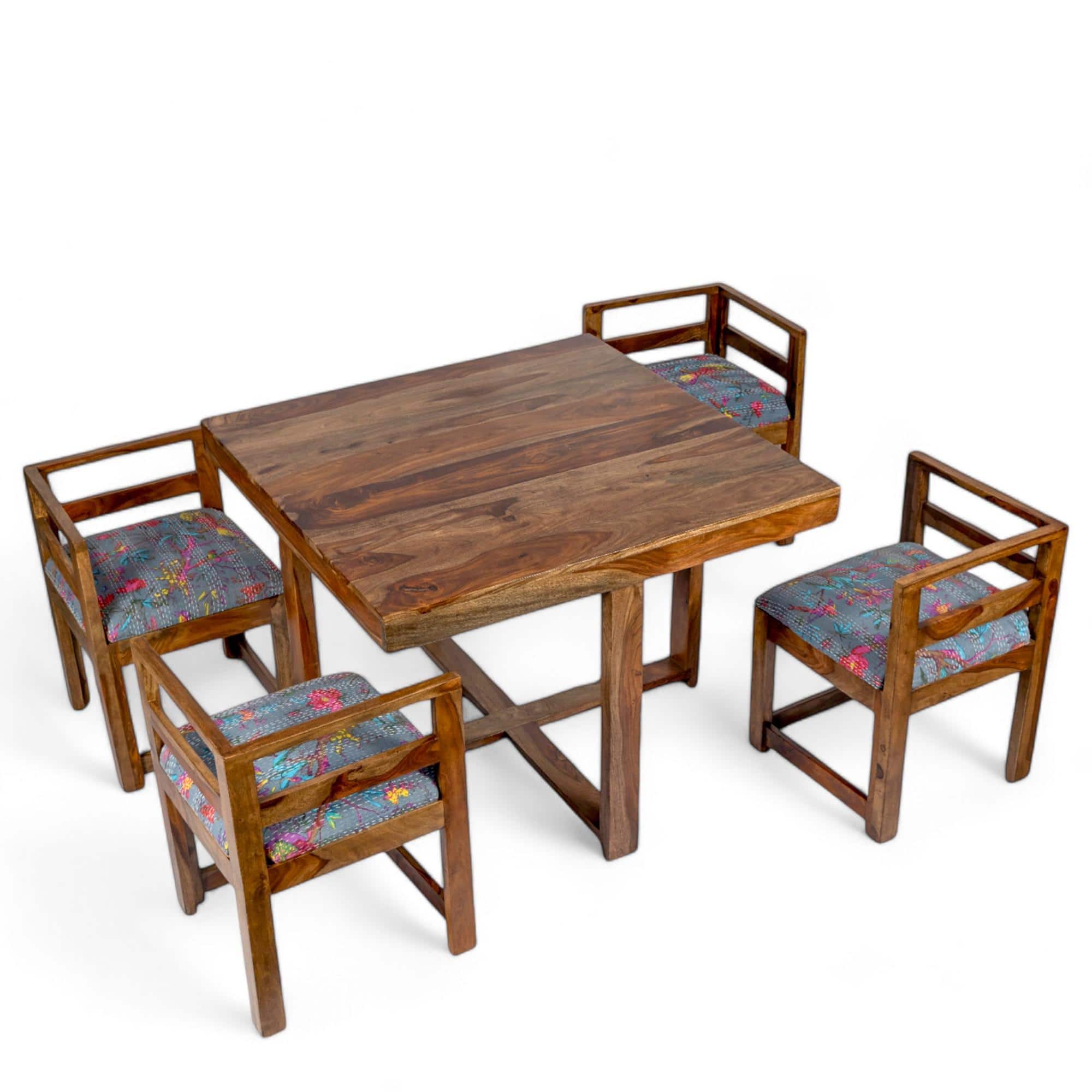 Kingston Sheesham Wood 4 seater Dining Table Set in Teak Finish