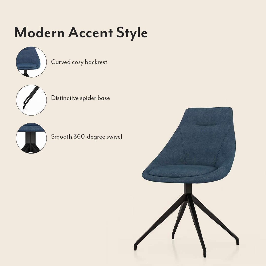 Doris Fabric Accent Chair in Blue Colour