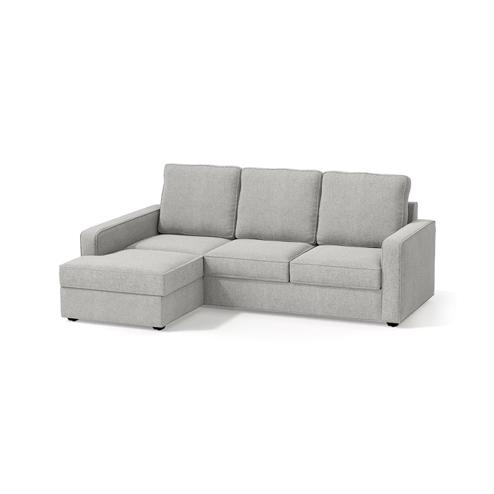 Apollo Compact Sofa (Colour : Vapour Grey, Cushion : Hard, Back Type : High Back, Seating Capacity : Left Aligned 2 Seater + Left Aligned Chaise + Ottoman) - Urban Ladder