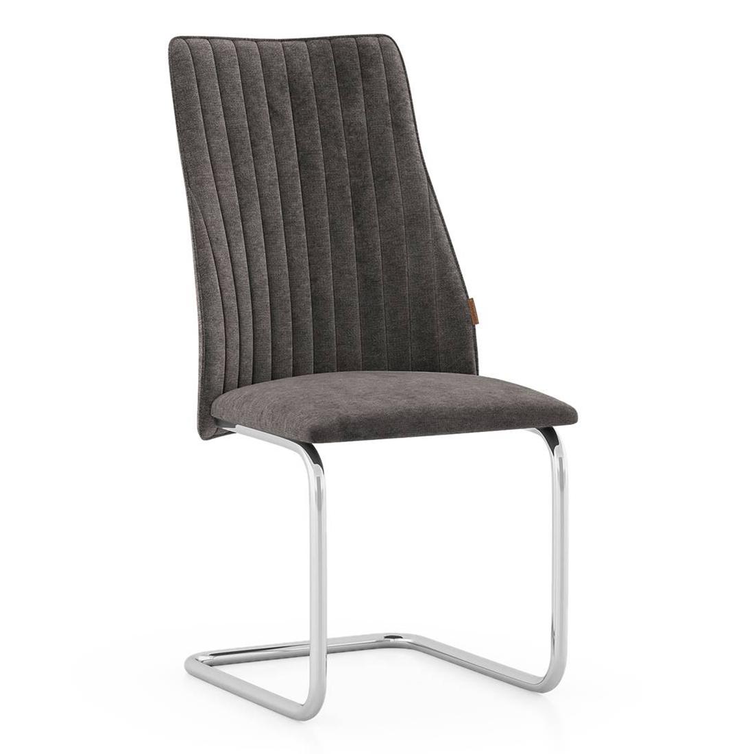 Ingrid Fabric Dining Chair Set Of 2 In Grey Colour