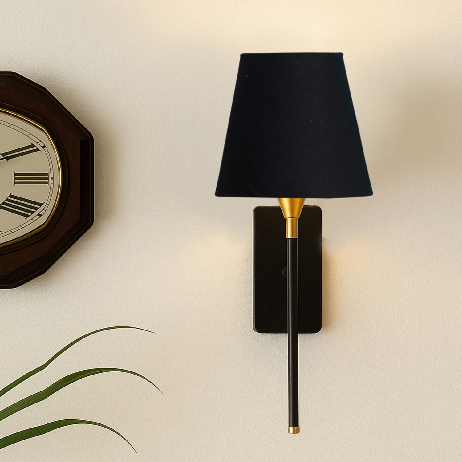 Devansh Metal Electric Wall Light in Black Colour with Black Shade Count of 1 Light - Devansh