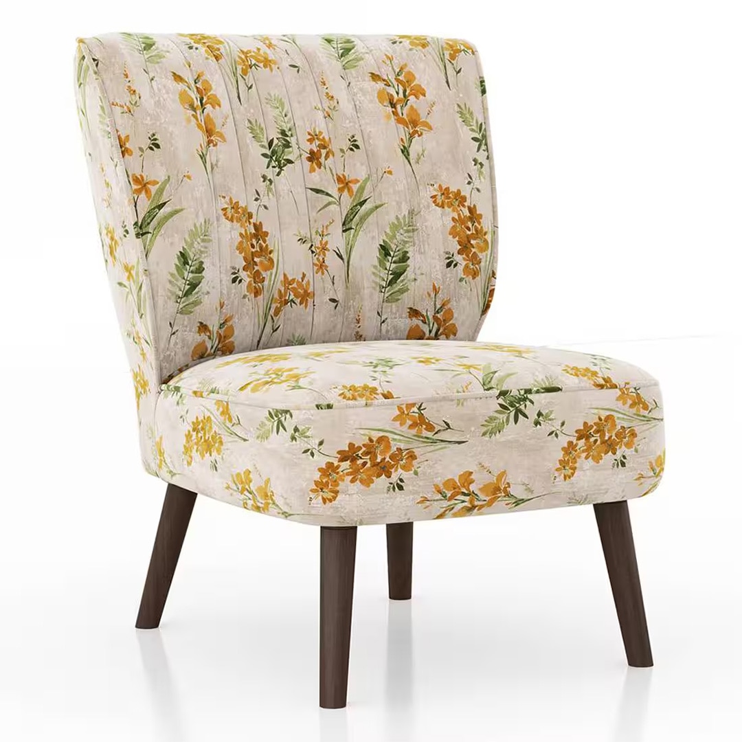 Grace Lounge Chair in Mustard Floral Colour