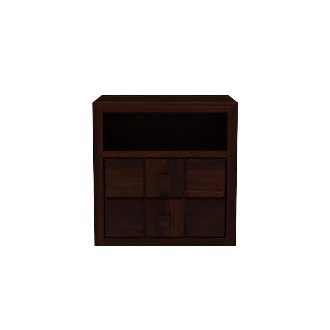 DiamondSolid Wood  Bedside Table in Walnut Finish