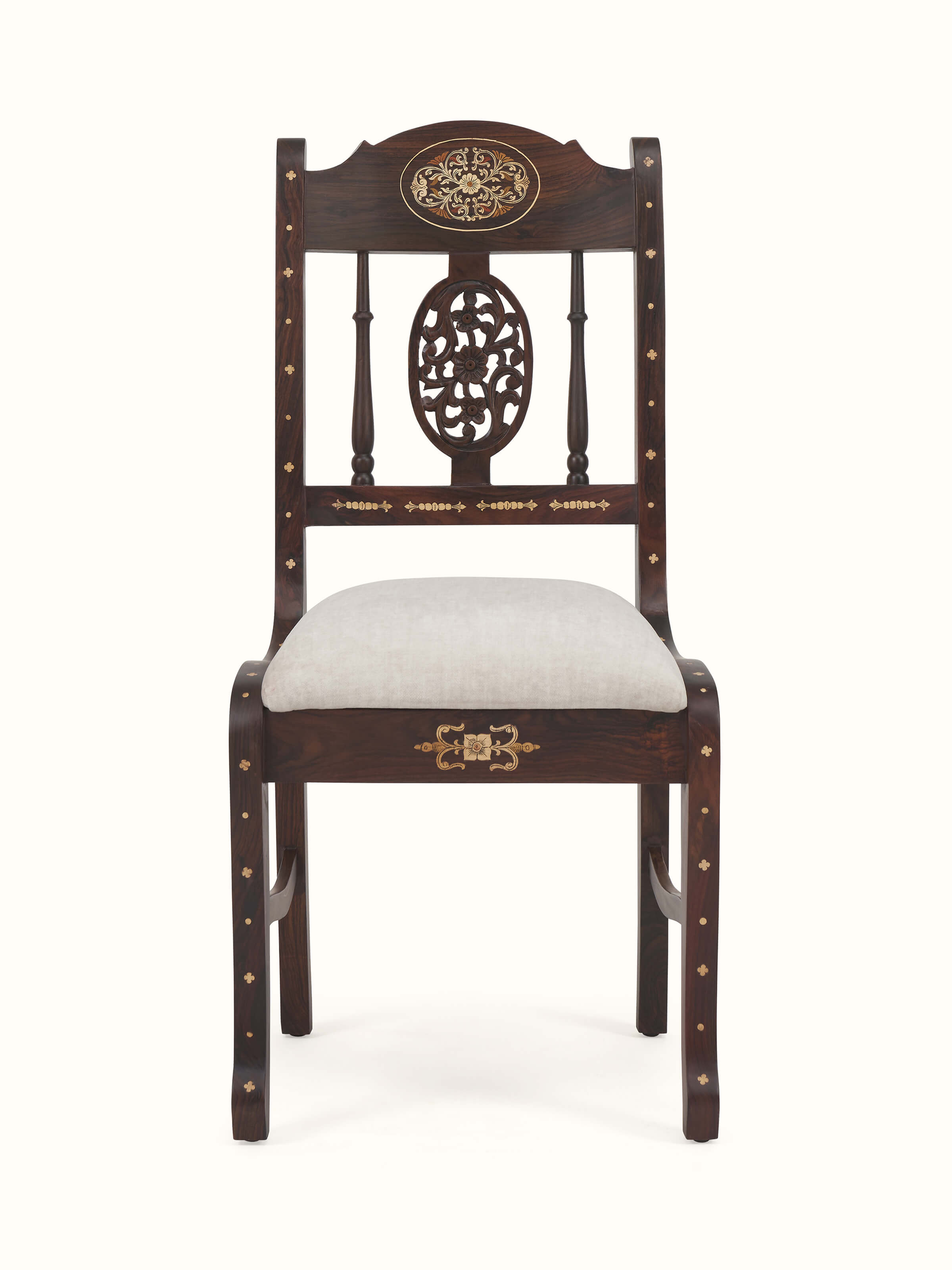 Upholstered Rosewood Inlay Dining Chair (2 Pcs)